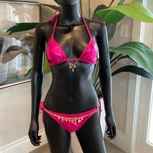 Metallic Fuchsia, Bikini with Charming Bikini Charms!